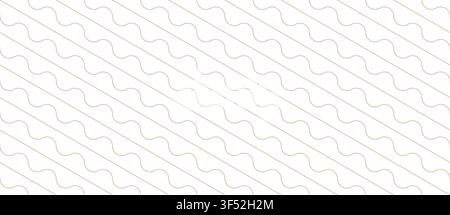 Elegant seamless pattern with thin beige wavy lines arranged diagonally on white background. Minimal abstract design for wallpaper, textiles Stock Vector