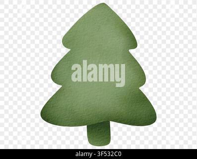 Watercolor simple Christmas tree icon holiday illustration vector. Stock Vector