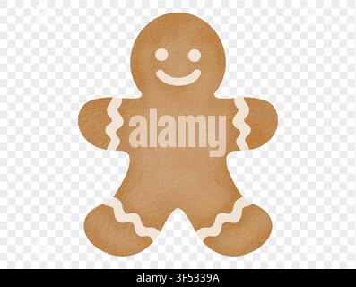 Watercolor gingerbread man cookie Christmas illustration vector. Stock Vector