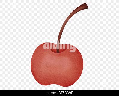 Watercolor red cherry fruit Christmas illustration vector. Stock Vector