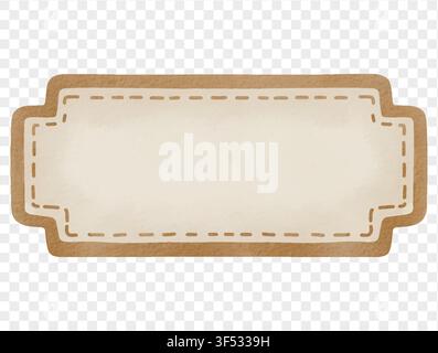 Watercolor blank rectangular label tag illustration vector. Stock Vector