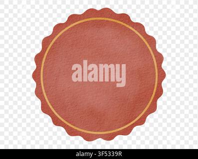 Watercolor red round badge label Christmas illustration vector. Stock Vector