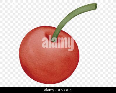 Watercolor red cherry fruit illustration vector. Stock Vector