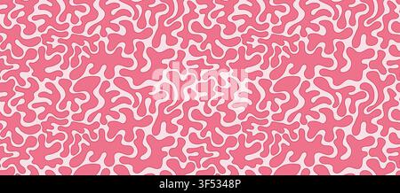 Pink groovy organic coral seamless pattern. Brain style line abstract. Contemporary retro simple marine algae texture. Vector illustration Stock Vector