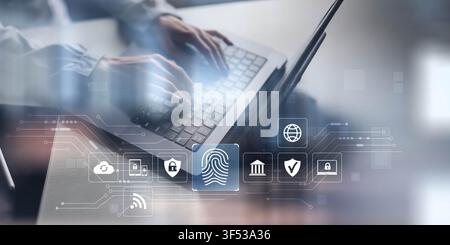 Cybersecurity risk management system for enterprise data protection with secure network elements Stock Photo