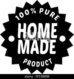 100 Percent Pure Home Made Product Starburst Badge Vector for Food Packaging Branding and Retail Use, Editable eps file Stock Vector