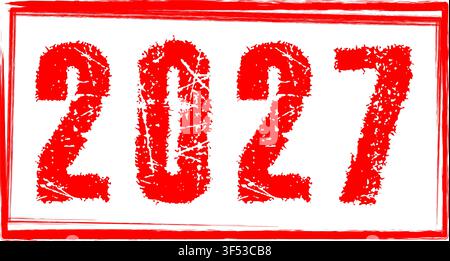 2027 Grunge Rubber Stamp Vector Distressed Year Label for Business Documents Branding and Packaging, Editable eps file Stock Vector