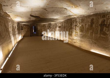 One of the eight treasure rooms in the Great Temple at Abu Simbel, Egypt where it is believed the temple's most precious artefacts were stored. Stock Photo