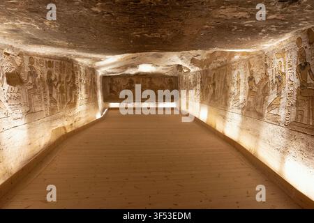 One of the eight treasure rooms in the Great Temple at Abu Simbel, Egypt where it is believed the temple's most precious artefacts were stored. Stock Photo