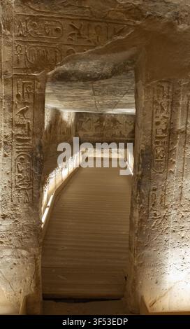 One of the eight treasure rooms in the Great Temple at Abu Simbel, Egypt where it is believed the temple's most precious artefacts were stored. Stock Photo