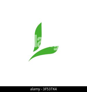Letter L Leaf Minimalist Logo Design Stock Vector