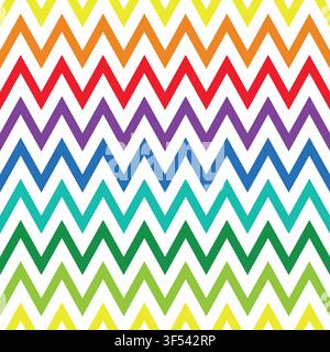 Colorful rainbow zigzag seamless pattern vector. Bright multicolor background texture with geometric vibrant chevron lines and abstract creative Stock Vector