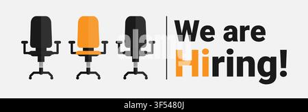 We Are Hiring Text And Vacant Office Chairs, White Background Stock Vector