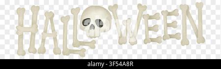 Watercolor skull bone halloween typography spooky skeleton lettering Vector. Stock Vector