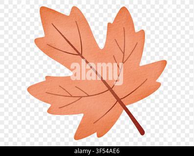 Watercolor autumn maple leaf orange fall seasonal Halloween decoration vector. Stock Vector