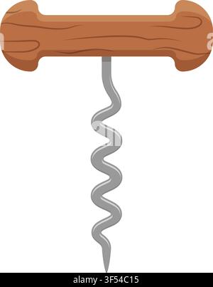 Corkscrew icon in flat style. Device for open wine bottle vector illustration on isolated background. Kitchen equipment sign business concept. Stock Vector