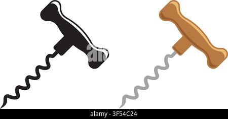 Corkscrew icon in flat style. Device for open wine bottle vector illustration on isolated background. Kitchen equipment sign business concept. Stock Vector