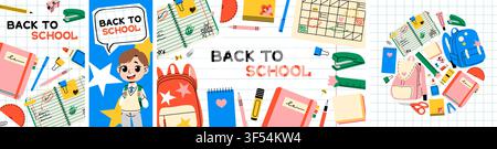 Back to School Banner Set Stock Vector