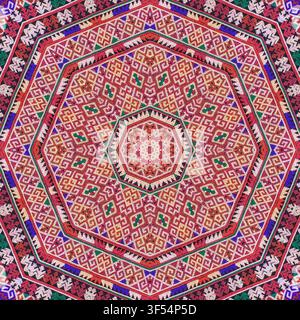 Seamless kaleidoscope or endless pattern for ceramic tile, wallpaper, linoleum, textile, web page background used. Repeating geometric from striped el Stock Photo