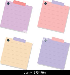 Sticky note memo set vector illustration isolated on white background Stock Vector