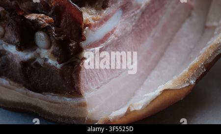 Smoked Pork Belly Meat Close Up Stock Photo
