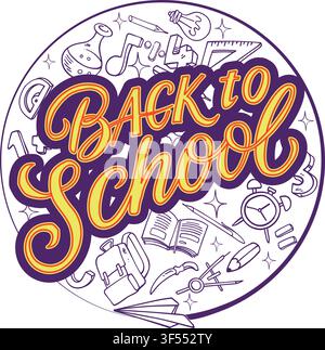 Back to School round composition Stock Vector