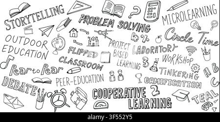 School Modern Education Doodles background. vector illustration Stock Vector