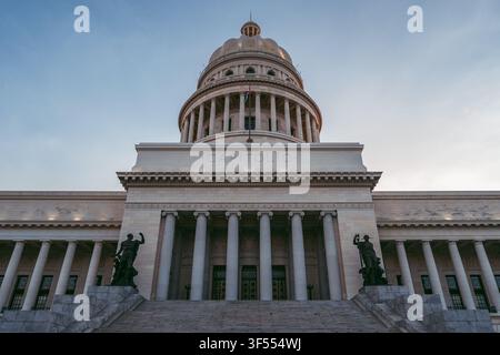 Panoramic Front View of Cuba’s Historic Capitol Building Stock Photo