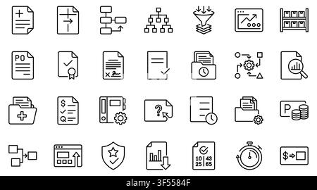 Business Process Management Line Icon Set Vector Illustration Stock Vector