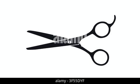 Hair salon scissors vector icon. Black flat glyph silhouette style on white background. Barber shop, hair cutting tool, and beauty parlor concept. Stock Vector