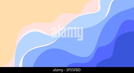 Vector beautiful illustration of top view sandy summer beach. Summer sale horizontal promotional web banner, flyer, poster, greeting card Stock Vector