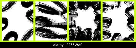 Halftone dotted dynamic wave minimalist vertical backgrounds set Stock Vector