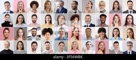Men and women of different ages. Collage of portraits Stock Photo