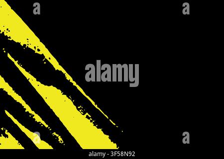 Minimalist Yellow Grunge Brush Stroke Corner Frame on Black Background Stock Vector