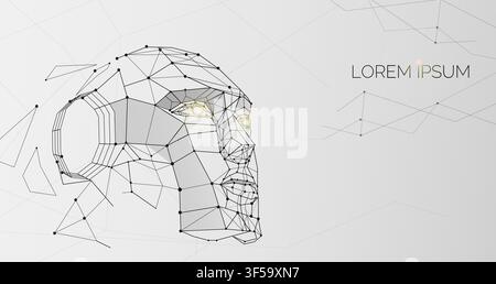 Futuristic illustration of human head with copy space for text Stock Vector