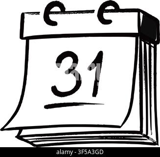 Icon calendar sketch business. Hand drawn calendar sketch icon with date time line paper page. Business meeting agenda month year office management graphic element. Vector illustration Stock Vector