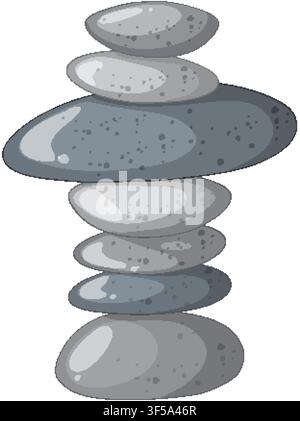 Balanced gray stones arranged vertically, clean vector style, soft shadows, white background, no outlines Stock Vector