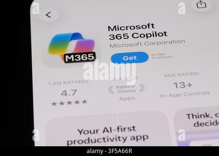 Shanghai,China-July 30th 2026: Microsoft 365 copilot app icon and brand logo Stock Photo