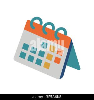 Colorful 3D Style Desk Calendar Vector Icon for Planning and Scheduling white background isolated Stock Vector
