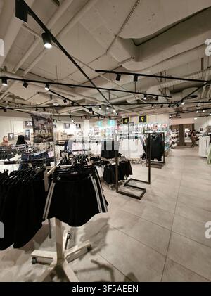 A wide angle, clean interior view of a bright, contemporary gym,The ...
