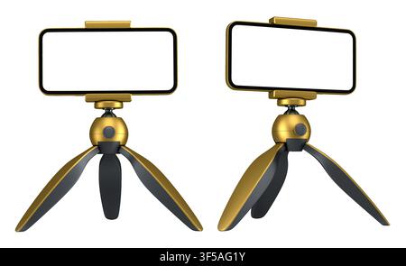Set of modern smartphone tripods, isolated on a white background, tech concept Stock Photo