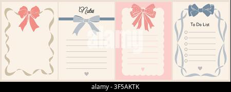 Four elegant stationery designs with ribbon bows  Stock Vector