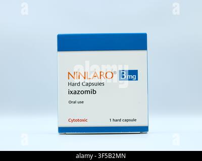 Ninlaro (ixazomib) is a prescription oral medication used to treat multiple myeloma (a bone marrow cancer) in adults Stock Photo