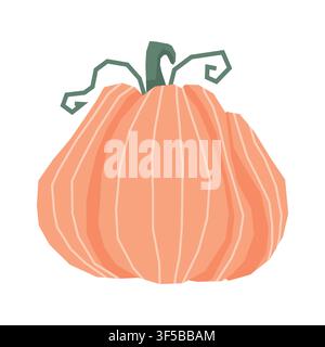 Cute pink decorative pumpkin vector illustration isolated on white background Stock Vector