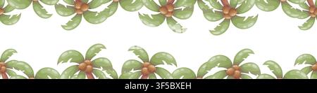 Seamless horizontal border featuring coconut palms Stock Vector