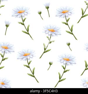 A vector seamless pattern featuring daisies Stock Vector