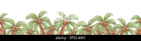 Vector based seamless border made of coconut palms Stock Vector