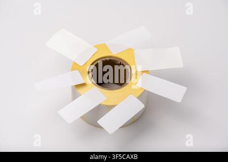 Rolls of white labels isolated. Labels for direct thermal or thermal transfer printing. Blank sticky label roll for thermal transfer printing pirce cr Stock Photo