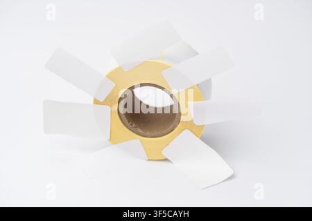 Rolls of white labels isolated. Labels for direct thermal or thermal transfer printing. Blank sticky label roll for thermal transfer printing pirce cr Stock Photo