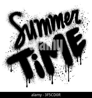 graffiti summer time text sprayed in black over white. Stock Vector